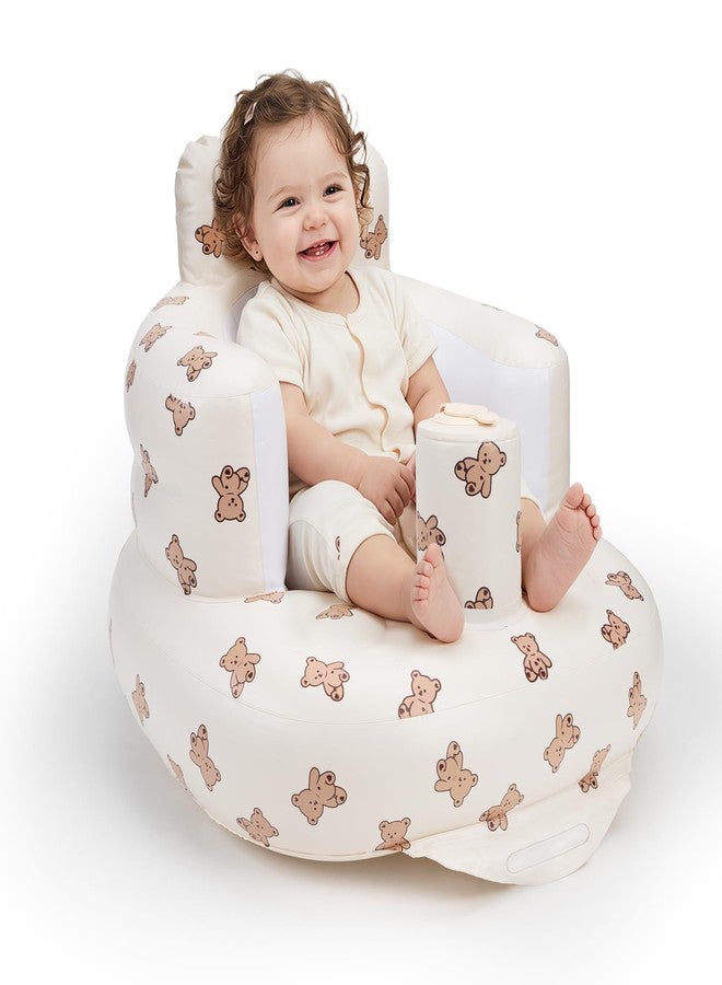 UNEEDE Inflatable Baby Seat for 3 Months & Up, Infant Floor Chair for Sitting Up with Built in Air Pump, Lightweight Travel Baby Bath Seat for Home, Camping, Beach & Outdoor - Image 1